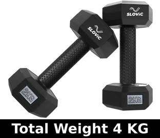 SLOVIC PVC Dumbbells Set for Home Gym | 2 Kg | Set of 2 | Fixed Weight Dumbbell