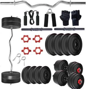ANSH FIT 30 kg 30kg PVC Home Gym Set - Dumbbell Rods, 3ft Curl Rod & Accessories Home Gym Combo