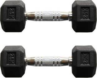 vnh Pair of 2.5Kg (2.5kg X 2) Hexa Rubber Coated Fixed Weight Dumbbell