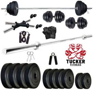 TUCKER FITNESS 20Kg Home Gym PVC Kit with 3Ft Straight Rod, Dumbbell Pair & Accessories Adjustable Dumbbell