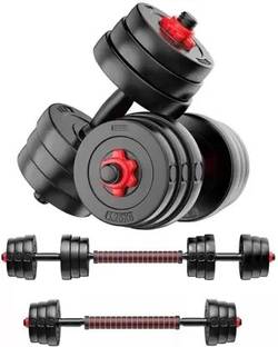 RVFITNESS 10 kg 3 In 1 Convertible Dumbbells & Barbell Home Gym Set Kit For Home Workout Home Gym Combo