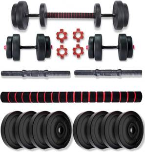 WILORA 10KG (2.5KG X 4) PVC Dumbbell Set Home Gym Kit Fixed Weight Adjustable Dumbbell Black Weight Plate