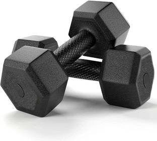 JASMINE Dumbbells, Dumbbells Set, 3Kg Pair PVC Black Fixed Weight Dumbbell