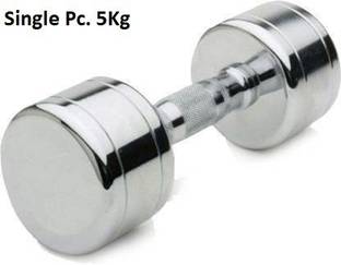 GYM KART Exclusive Set of (5 Kg X 1 Pc) Premium Steel Chrome Fixed Weight Dumbbell