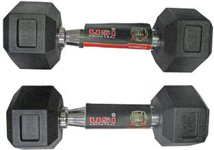 USI UNIVERSAL Dumbbells, Hex Dumbbell Set, Hexagon Rubber Dumbbells (HDB) 2.5 Kg Fixed Weight Dumbbell