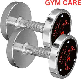 GYM CARE ® Steel Silver Dumbbell (7.5 kg X 2) 15 kg Set, Fitness Gym Workout Fixed Weight Dumbbell