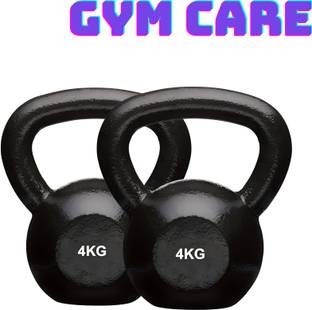 GYM CARE Black Kettlebell for workout gym weight lifting Fitness -(4 x 2 -8 Kg) 1 Pair Fixed Weight Dumbbell