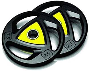 GS SPORTS Olympic Barbell | Rod Plates 3 Holes 50 mm Internal Diameter Pack of 2= 15KG Fixed Weight Dumbbell