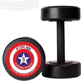 FITRXX Captain America Style Black Rubber 5kgX 2 Fixed Weight Dumbbell