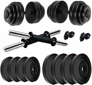 AB FITNESS 20KG Adjustable PVC Dumbbells Set Combo, Home GYm kit, black Adjustable Dumbbell
