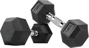 HouseOfCommon Professional HEX Shape Premium Quality Rubber Fixed Weight Dumbbel Fixed Weight Dumbbell
