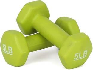 JIMWALT Half Coating Cast Iron Neoprene Fixed Weight Dumbbells (5 LB Each ) Fixed Weight Dumbbell