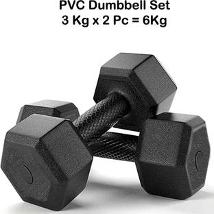 BMS Sports Black Hex Dumbbells Set, Home GYM (6kg) Fixed Weight Dumbbell