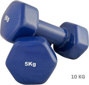 GYM KART Vinyl Dumbbells (5 Kg *2 PCs) for Men and Women Fixed Weight Dumbbell