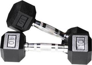 Hridya Trade Hexa Dumbbells Pure Rubber (10X2 =20kg) Set For Home Gym Workout Fixed Weight Dumbbell