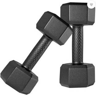 GRIFFIN Black PVC 2KG Hexa Dumbbell Set, 1 Pair Hex Dumbbells, Home Gym 2KG x 2PCS Fixed Weight Dumbbell