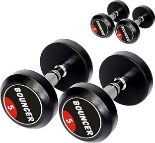 FITRXX Bouncer Dumbbells (5 kg X 2) 10 kg Set, Fitness Heavy Duty Solid Fixed Fixed Weight Dumbbell