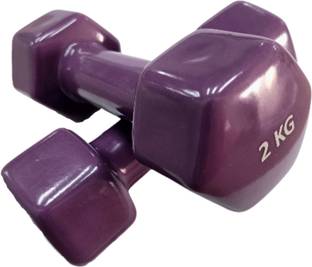 SRIDAYA Set of 2 Kg Vinyl Dumbbells for Men & Women (2kg x 2pcs = 4kg) Fixed Weight Dumbbell