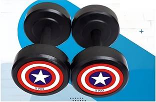 Headly Rubber Dumbbells (5 kg X 2) 10 kg Set, Fitness Heavy Duty Solid Fixed Weight Dumbbell