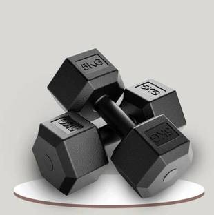 PEERTRADER 5KG PVC Fitness Home Gym Exercise Barbell (Pack of 2) Fixed Weight Dumbbell