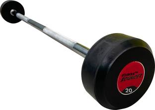 Konark 20 kg Rubber Coated Fixed Weight Lifting Straight Gym Rod/Barbell 15KG Dia 30MM Home Gym Combo