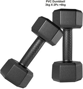 टकर FITNESS HEX SHAPE PVC Dumbbell Set (3Kg * 2pcs = 6kg) निश्चित वजन डम्बल