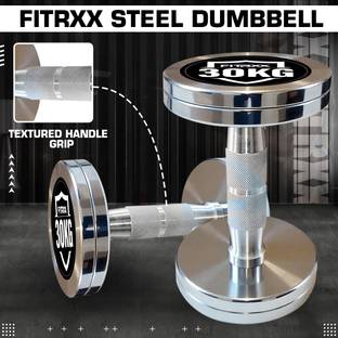 FITRXX 30 kg Steel Chrome Dumbbells Round Shape Iron Dumbbell Set Fixed Weight Dumbbell