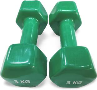 SRIDAYA Set of 3 Kg Vinyl Dumbbells for Men & Women (3kg x 2pcs = 6kg) Fixed Weight Dumbbell
