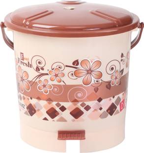 Urban Magic Floral Printed Plastic Pedal Dustbin For Home With Handle Plastic Dustbin