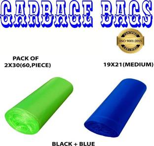 CARTLOG 100% BIODEGRADABLE DUSTBIN COVER(1 BLUE+ 1 GREEN = 2 ROLL,30X2=60 BAG) Plastic Dustbin