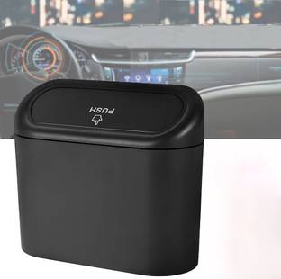 Ecomology Car Trash Garbage Box Waste Bin, Pressing Type Car Trash Can with Lid Pack Of 1 Plastic Dustbin