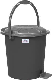 Heart Home Durable Plastic Pedal Dustbin With Handle,10 Litre (Gray) Plastic Dustbin