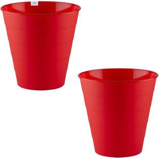 Heart Home Dustbin|Plastic Dustbin|Dustbins for Kitchen waste|8 Litre Dustbin|Packof 2(Red) Plastic Dustbin