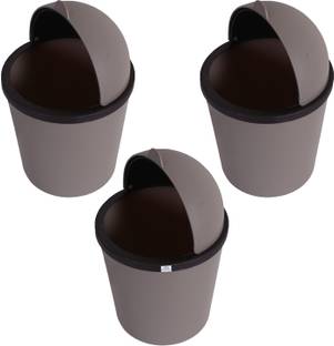 Heart Home Table Dustbin|Plastic Swinging Lid Waste Storage Garbage Bin||Packof 3 (Coffee) Plastic Dustbin