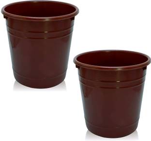 KUBER INDUSTRIES Plastic Dustbin|Portable Garbage Basket & Round Trash Can,5 Ltr,Packof 2 (Brown) Plastic Dustbin