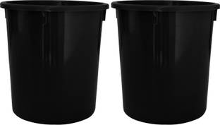 Heart Home Open Dustbin, Trash Bin, Garbage Bin, Waste Bin, 5Ltr.- Pack of 2 (Black) Plastic Dustbin