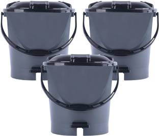 HOMESTIC by Kuber Industries Plastic Pedal Dustbin For Kitchen with Blue Lid 5 Liter Dustbin|Pack of 3|Black Plastic Dustbin