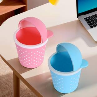 KUBER INDUSTRIES Teddy Table |Swinging Lid Storage Waste Bin Plastic Dustbin