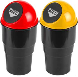 TruClick Mini Car Trash Bin Trash Garbage Can for All Car Office Home Desktop (Pack of 2) Plastic Dustbin