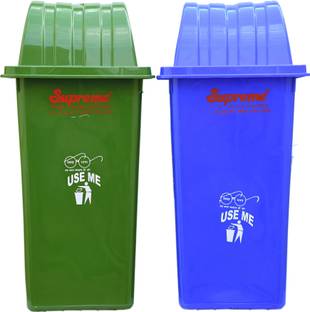 Rgtas Supreme 90 Liter Green Blue (Pack 2) Plastic Dustbin