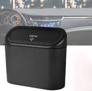heet Mini Car Trash Can Bin with Lid and One Roll Plastic Trash Bags, Small Car Plastic Dustbin