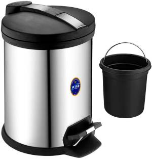 MS WORLD Stainless Steel Pedal Dustbin with Lid & Removable Bucket for Home, Office, Shop Stainless Steel Dustbin