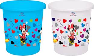 Heart Home Disney Team Mickey Print Plastic 2 Pieces Dustbin/ Garbage Bin/ Waste Bin, 5 Liters (Blue & White) -HS_35_HEARTH17362 Plastic Dustbin