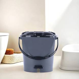 HOMESTIC by Kuber Industries 7 Liters Plastic Pedal Dustbin for Home | Check Dhakkan- Grey & Black Plastic Dustbin
