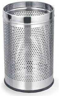 TOPAZ Stainless Steel Perforated Dustbin / Waste bin / Trash Bin / Garbage bin for Home & Office (12 Liter - 9 Dia X 12 Height inch) Stainless Steel Dustbin