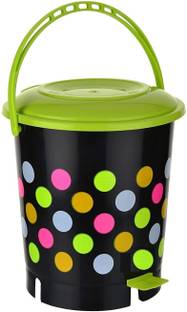 Randal New Unique Doted Design Standard Plastic Pedal Bin ( 12 L ) ( Green ) Plastic Dustbin