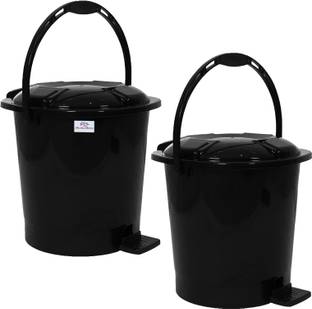 Heart Home Durable Plastic Pedal Dustbin|Waste Bin|10 Litre,Pack of 2 (Black) Plastic Dustbin