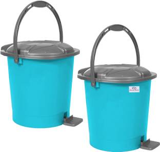 Heart Home Plastic Pedal Dustbin With Lid & Handle, 7 Ltr., Pack of 2 Plastic Dustbin