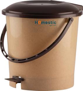 HOMESTIC by Kuber Industries Plastic Pedal Dustbin For Home With Handle, 7 Litre (Brown) Plastic Dustbin