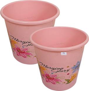 Heart Home Open Plastic Dustbin for Kitchen|Office|College|5 Litre|Pack of 2|Pink Plastic Dustbin